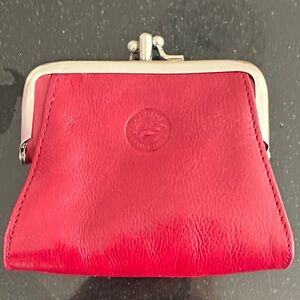 Red Leather Vintage Kisslock Coin Purse